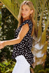Floral Scalloped V Neck Short Sleeves Top